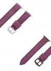 İsme Özel El Dikişli Apple Watch Saat Kordonu - %100 Çift Kat Deri - AG03001 - Mor