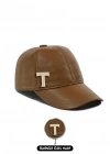İsme Özel Kep Şapka - %100 Deri - AB01012 - Camel