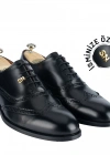 İsme Özel Oxford Erkek Ayakkabı - %100 Hakiki Açma Deri - Gümüş Konseptli- AA01012 - Siyah