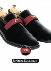 İsme Özel Smokin Salon Erkek Ayakkabısı - %100 Hakiki Deri - Altın Harf - AA01005 - Bordo