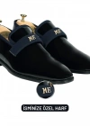 İsme Özel Smokin Salon Erkek Ayakkabısı - %100 Hakiki Deri - Altın Harf - AA01005 - Lacivert