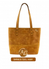 İsme Özel Tote Bag El Omuz Çantası - %100 Rainbow Deri - AC03003 - Hardal Sarısı