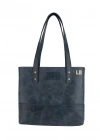 İsme Özel Tote Bag El Omuz Çantası - %100 Rainbow Deri - AC03003 - Lacivert