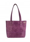 İsme Özel Tote Bag El Omuz Çantası - %100 Rainbow Deri - AC03003 - Mor