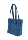 İsme Özel Tote Bag El Omuz Çantası - %100 Rainbow Deri - AC03003 - Saks Mavisi