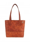 İsme Özel Tote Bag El Omuz Çantası - %100 Rainbow Deri - AC03003 - Tobacco
