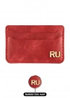 İsme Özel Yatay Kartlık - %100 Rainbow Deri - A011001 - Kırmızı