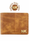 İsme Özel Yatay Klasik Cüzdan - %100 Rainbow Deri - A010001 - Camel