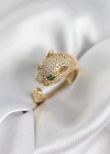 Jaguar Model Gold Renk Zirkon Taşlı Kadın Yüzük