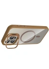 Joko Apple iPhone 14 Pro Max Remim Lensli Magsafe Standlı Kapak - Kahverengi