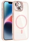 Joko Apple iPhone 14 Remim Lensli Magsafe Standlı Kapak - Pembe
