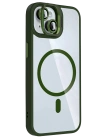 Joko Apple iPhone 15 Plus Remim Lensli Magsafe Standlı Kapak - Koyu Yeşil