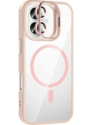 Joko Apple iPhone 16 Remim Lensli Magsafe Standlı Kapak - Pembe