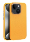 Joko iPhone 15 Kılıf Wonder Deri Magsafe Kapak - Turuncu