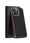 Joko iPhone 15 Pro Kılıf Aramid 600D Kevlar Karbon Fiber Magsafe Kapak - Kırmızı