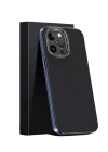 Joko iPhone 15 Pro Kılıf Aramid 600D Kevlar Karbon Fiber Magsafe Kapak - Lacivert