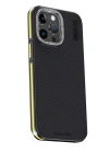 Joko iPhone 15 Pro Kılıf Aramid 600D Kevlar Karbon Fiber Magsafe Kapak - Sarı