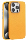 Joko iPhone 15 Pro Kılıf Wonder Deri Magsafe Kapak - Turuncu