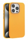 Joko iPhone 15 Pro Kılıf Wonder Deri Magsafe Kapak - Turuncu