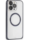Joko iPhone 15 Pro Max Kılıf Metal Bumper Magneticsafe Kapak - Lacivert