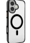Joko iPhone 16 Gleam PC Sert Magsafe Kılıf - Şeffaf-Siyah