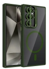 Joko Samsung Galaxy S24 Ultra Remim Lensli Magsafe Standlı Kapak - Koyu Yeşil
