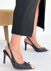 Joye Siyah Cilt Topuklu Ayakkabı