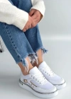 Junda Beyaz Cilt Bağcıklı Spor Ayakkabı