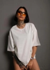 Kadın 24/1 Düz A Kalite Oversize T-shirt - Beyaz
