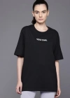 Kadın Baskılı Oversize T-shirt - Siyah