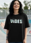 Kadın Baskılı Oversize T-shirt - Siyah
