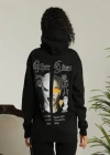 Kadın Kapşonlu Sweatshirt – Oversize Üç İplik Şardonlu Hoodie, “Other Lives” Ön & Arka Baskılı, Kanguru Cepli, Kışlık Rahat Günlük Stil - Siyah