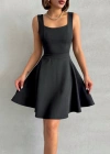 Kadın kare yaka kısa elbise s251188
