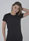 Kadın Omuz Fileli Slim Fit T-shirt - Siyah