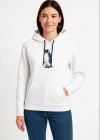 Kadın Oversize Hoodie - Sırt Baskılı Survivor Penguin Temalı, Felsefi Yazılı Kapüşonlu Sweatshirt - Beyaz