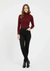 Kadın Tam Boğazlı Fitilli Likrali Koşkorse Badi - Bordo