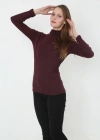 Kadın Tam Boğazlı Fitilli Likrali Koşkorse Badi - Bordo