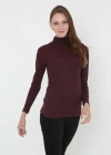 Kadın Tam Boğazlı Fitilli Likrali Koşkorse Badi - Bordo