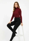 Kadın Tam Boğazlı Fitilli Likrali Koşkorse Badi - Bordo