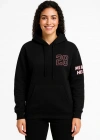 Kadın Üç İplik Kapüşonlu Ön ve Arka Baskılı SweatShirt hoodie - Siyah