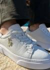 Kalın Ortopedik Tabanlı %100 Deri Sneaker Spor Ayakkabı - Beyaz