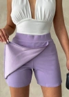 Kapaklı şort etek lila s208