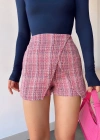 Kapaklı tüvit şort etek kırmızı