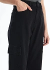 Kargo cep jeans pantolon siyah
