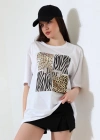 Karma desenli oversize tişört