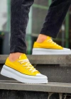 KB-CX-3 Kuback Kısa Sarı Keten Beyaz Yüksek Taban Spor Ayakkabı