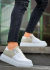 KB-X155 Kuback Beyaz Cilt Gri Süet Detaylı Beyaz Yüksek Taban Günlük Spor Ayakkabı