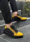 KB-X46 Kuback Siyah Sarı Yüksek Siyah Taban Günlük Spor Ayakkabı