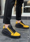 KB-X46 Kuback Siyah Sarı Yüksek Siyah Taban Günlük Spor Ayakkabı