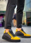 KB-X46 Kuback Siyah Sarı Yüksek Siyah Taban Günlük Spor Ayakkabı